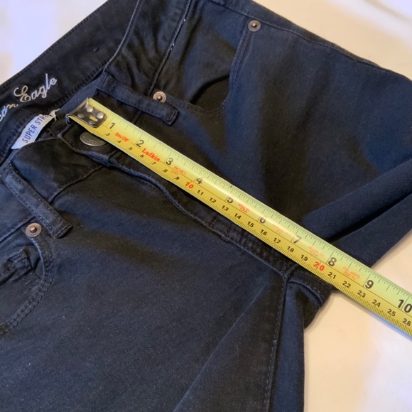 American Eagle Slim Straight Barely Boot Low Rise Black Stretchy Jeans (28x32) - Picture 7 of 13